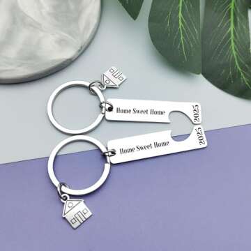 for 2025 New Home Keychain Set Housewarming Gift for New Homeowners New House Keyring Moving In New Home Gift for Couple Friends Sweet Home Jewelry for Family Coworker Real Estate Agent Closing Gift