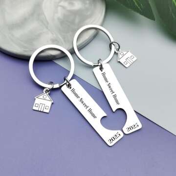 for 2025 New Home Keychain Set Housewarming Gift for New Homeowners New House Keyring Moving In New Home Gift for Couple Friends Sweet Home Jewelry for Family Coworker Real Estate Agent Closing Gift