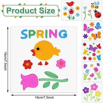 Whaline 7 Sheets Spring Window Gel Clings Flowers Butterflies Bee Beetle Bird Double Side Window Jel...