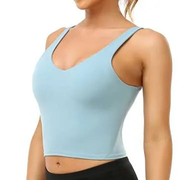 Colorfulkoala Longline Sports Bra for Women - Aqua Haze