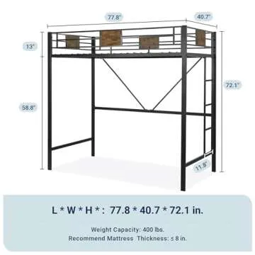 Allewie Metal Twin Size Loft Bed Frame with Stairs & Guardrail, Small Space Saving Furniture for Bed...