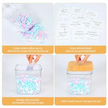 POLRAI 2 Pack Laundry Room Organization Storage Containers 2 Half Gallon Laundry Pod Containers Laundry Detergent Dispenser with Lids and Labels for Laundry Room Organizing