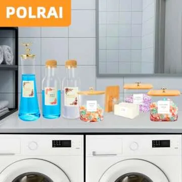 POLRAI 2 Pack Laundry Room Organization Storage Containers 2 Half Gallon Laundry Pod Containers Laundry Detergent Dispenser with Lids and Labels for Laundry Room Organizing