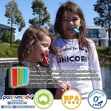 Panny & Mody Sensory Chewy Teether Toy Set for Boys and Girls(3 Pack), Silicone Oral Motor Sticks for Kids with ADHD, Teething, Autism, Biting Needs (Green, Red, Blue)