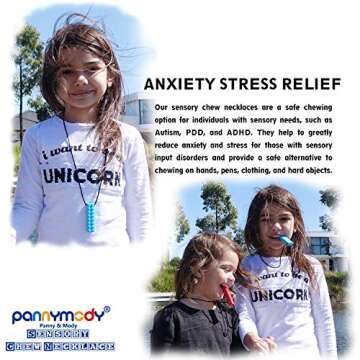 Panny & Mody Sensory Chewy Teether Toy Set for Boys and Girls(3 Pack), Silicone Oral Motor Sticks for Kids with ADHD, Teething, Autism, Biting Needs (Green, Red, Blue)