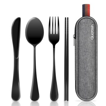 Travel Utensils with Case, Quatish Portable Silverware Set for Work, Stainless Steel Reusable Travel...