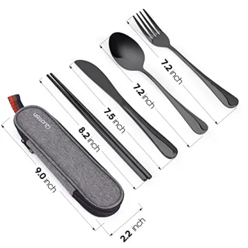 Quatish Portable Silverware Set for Travel and Lunch