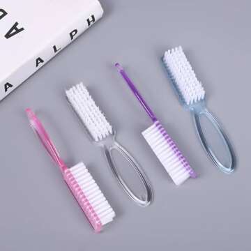 Nail Brush for Cleaning Fingernails, 4Pack Handle Grip Nail Brushes Fingernail Brush for Cleaning Nail Scrub Brush for Toes and Nails