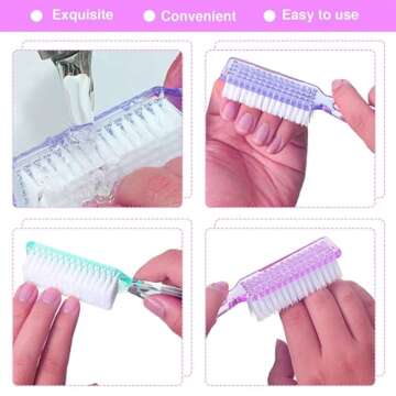 Nail Brush for Cleaning Fingernails, 4Pack Handle Grip Nail Brushes Fingernail Brush for Cleaning Nail Scrub Brush for Toes and Nails
