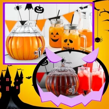 Uiifan Glass Pumpkin Drink Dispenser for Fall Parties