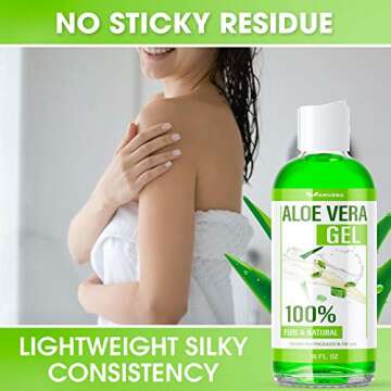 Aloe Vera Gel - 100% Aloe Vera Gel for Moisturizing Skin, Face and Body After Sun Care - Soothing Aloe Lotion for Sunburn, and Acne, Naturally Grown in the USA - Non Sticky - 16 oz