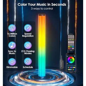 LED Light Bar, 360° Ambient Lighting with Color Change, Music Sync, Multiple Light Modes, Bluetooth...