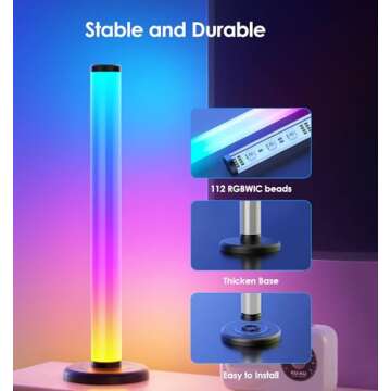 LED Light Bar, 360° Ambient Lighting with Color Change, Music Sync, Multiple Light Modes, Bluetooth Control, Smart RGB TV Backlight for Gaming
