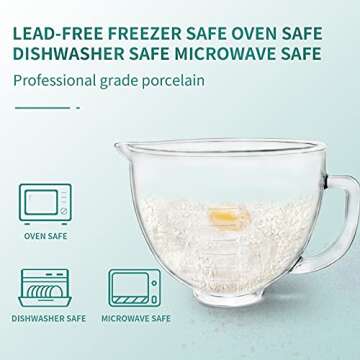 Kitwanda Glass Bowl 5 Quart,with Measurement Markings,Allows Placing it in the Microwave and Refrigerator