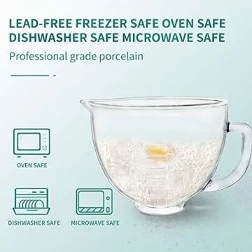 Kitwanda Glass Bowl 5 Quart,with Measurement Markings,Allows Placing it in the Microwave and Refrigerator