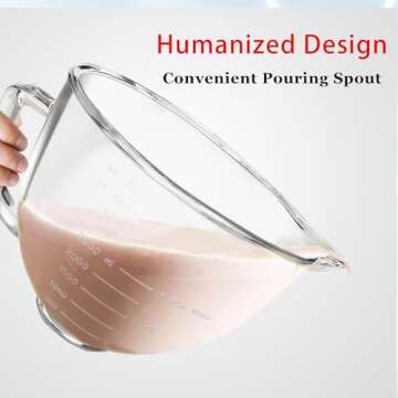 Kitwanda Glass Bowl 5 Quart,with Measurement Markings,Allows Placing it in the Microwave and Refrigerator