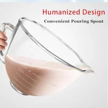 Kitwanda Glass Bowl 5 Quart,with Measurement Markings,Allows Placing it in the Microwave and Refrigerator