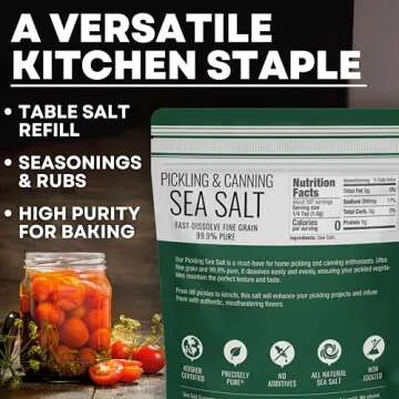 Pickling & Canning Salt, Pickling Salt & Curing Salt for Natural Preserving, Fine Sea Salt & Kosher Salt for Brining, Non-Iodized Salt, 14 oz Bag, Sea Salt Superstore