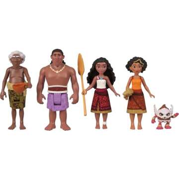 Mattel Disney Moana 2 Toys, Moana’s Canoe Crew Playset with 5 Small Dolls in Signature Outfits & 3 Accessories, Inspired by The Movie