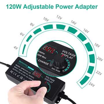 120W Universal Power Supply Adjustable DC 3V ~ 24V Variable Switching AC/DC Adapter 100V-240V AC to ...