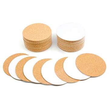 Blisstime 80 Pcs Self-Adhesive Cork Rounds for DIY Projects