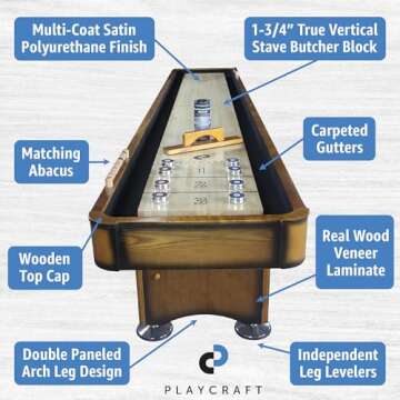 Playcraft Georgetown Shuffleboard Table with Storage Cabinet - Shuffle Board Game Table with Matchin...