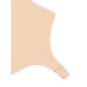 PINKMSTYLE Women's Long Sleeve Off The Shoulder Tops Square Neck Bodysuit Sheer Polka Dots Shirts Basic Jumpsuit Fall Outfits Nude Small