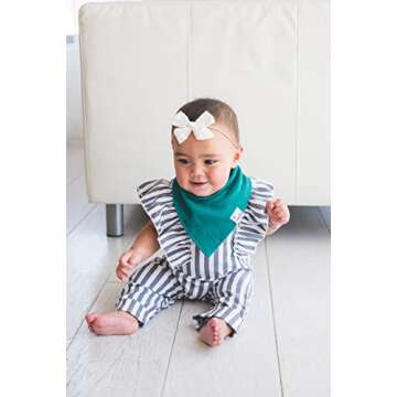 Copper Pearl Baby Bandana Bibs - 4 Pack Soft Cotton Baby Bibs for Drooling and Teething, Absorbent Drool Bibs for Baby Girl and Boy, Adjustable to Fit Newborns to Toddlers, Tons of Styles (Jade)