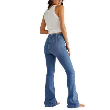 Free People We The Free Jayde Flare Jeans for Women - Skinny Ft with Dramatic Flare, Chic and Festiv...