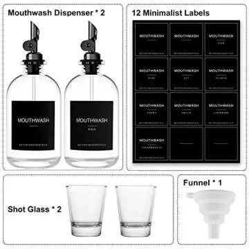 HomeFeel Stylish Glass Mouthwash Dispenser Set, 2 Pack