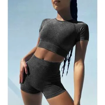 Seamless Acid Wash Yoga Set for Women - OLCHEE