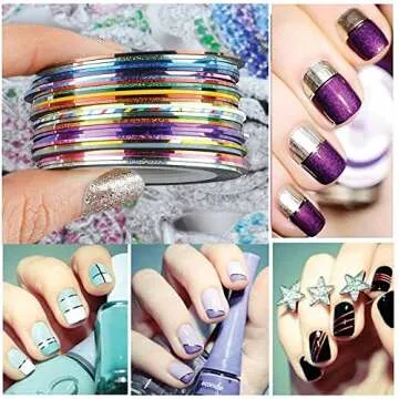 30 Colors Multicolor Mixed Colors Rolls Striping Tape Line Nail Art Decoration Sticker DIY Nail Tip (Basic)