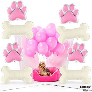 KatchOn, Pink Dog Bone Balloon - 29 Inch, Pack of 8 | Dog Balloons for Birthday Party, Paw Print Balloons | Dog Party Decorations, Paw Balloons | Paw Party Balloons, Lets Pawty Birthday Decorations
