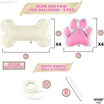 KatchOn, Pink Dog Bone Balloon - 29 Inch, Pack of 8 | Dog Balloons for Birthday Party, Paw Print Balloons | Dog Party Decorations, Paw Balloons | Paw Party Balloons, Lets Pawty Birthday Decorations