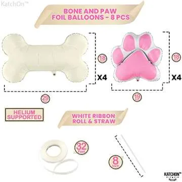 KatchOn, Pink Dog Bone Balloon - 29 Inch, Pack of 8 | Dog Balloons for Birthday Party, Paw Print Balloons | Dog Party Decorations, Paw Balloons | Paw Party Balloons, Lets Pawty Birthday Decorations