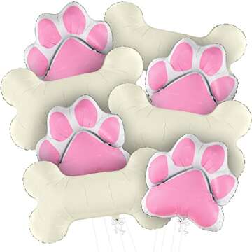 KatchOn, Pink Dog Bone Balloon - 29 Inch, Pack of 8 | Dog Balloons for Birthday Party, Paw Print Balloons | Dog Party Decorations, Paw Balloons | Paw Party Balloons, Lets Pawty Birthday Decorations