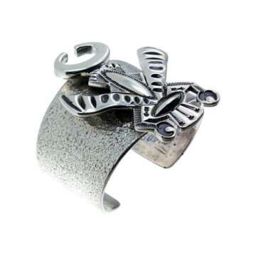 Lyndon Tsosie, Insect Cuff, Navajo Creation Story, Sterling, Tufa, Handmade