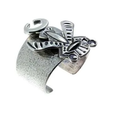 Lyndon Tsosie, Insect Cuff, Navajo Creation Story, Sterling, Tufa, Handmade