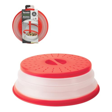 Tovolo Microwave Splatter Cover for Food, Medium (Candy Apple Red) - Collapsible & Vented Silicone S...