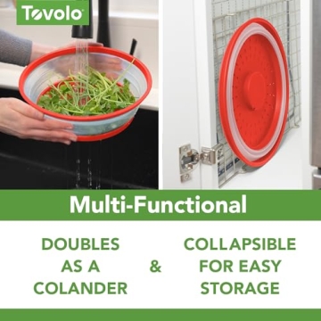 Tovolo Microwave Splatter Cover for Food, Medium (Candy Apple Red) - Collapsible & Vented Silicone Splatter Guard Lid - Microwave Plate & Dish Cover with Handle - BPA-Free Kitchen Gadget for Meal Prep