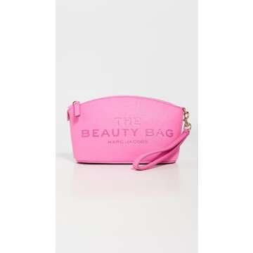 Marc Jacobs The Leather Beauty Bag, Bow Pink – Luxuriously Chic Storage Solution for Your Essentia...