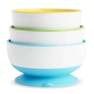Munchkin Stay Put Suction Bowls for Toddlers, 3 Pack