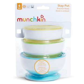 Munchkin Stay Put Suction Bowls for Toddlers, 3 Pack