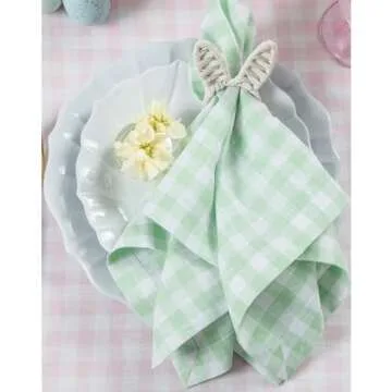 Solino Home Linen Plaid Napkins - 100% Pure Linen Set of 4