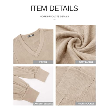 Chic BTFBM Women's Casual V Neck Tunic Top for Fall