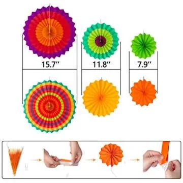 Colorful 35PCS Fiesta Paper Fan Party Decorations Set