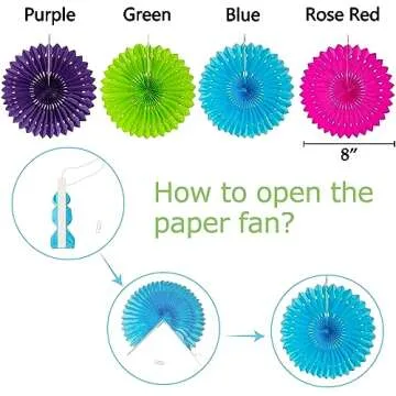 Colorful 35PCS Fiesta Paper Fan Party Decorations Set