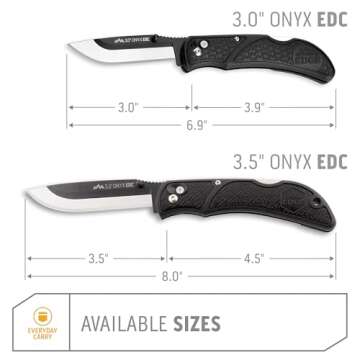 OUTDOOR EDGE 3.5" Onyx EDC - Replaceable Blade Folding Pocket Knife with Dual Thumb Opener and Pocket Clip with 3 Blades