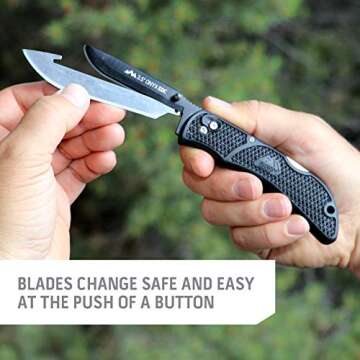 OUTDOOR EDGE 3.5" Onyx EDC - Replaceable Blade Folding Pocket Knife with Dual Thumb Opener and Pocket Clip with 3 Blades