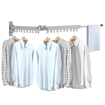 Bakala Clothes Drying Rack, Laundry Drying Rack Foldable, Heavy-Duty Space Saving Hangers, Wall Moun...